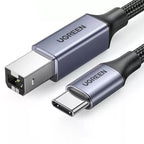 UGREEN US370 80805 USB C to USB B 2.0 Cable Braided Printer Cable, Length: 1m