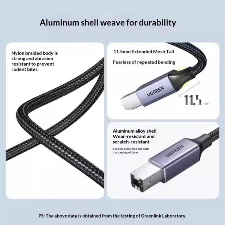 UGREEN US370 80805 USB C to USB B 2.0 Cable Braided Printer Cable, Length: 1m — view 4