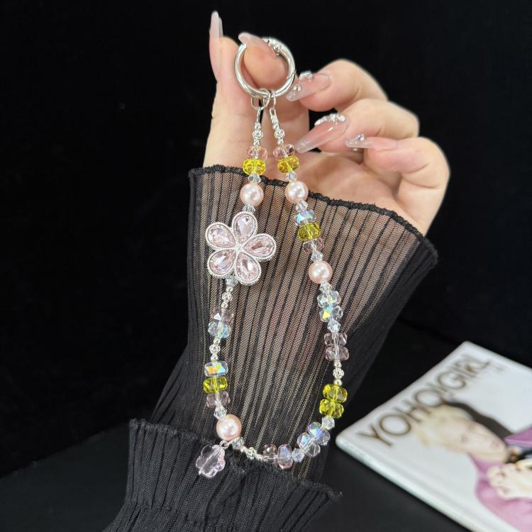 Iridescent Faceted Cherry Blossom Beaded Crystal Chain