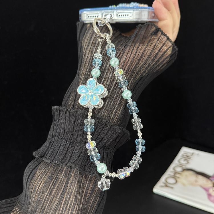 Iridescent Faceted Cherry Blossom Beaded Crystal Chain — view 5