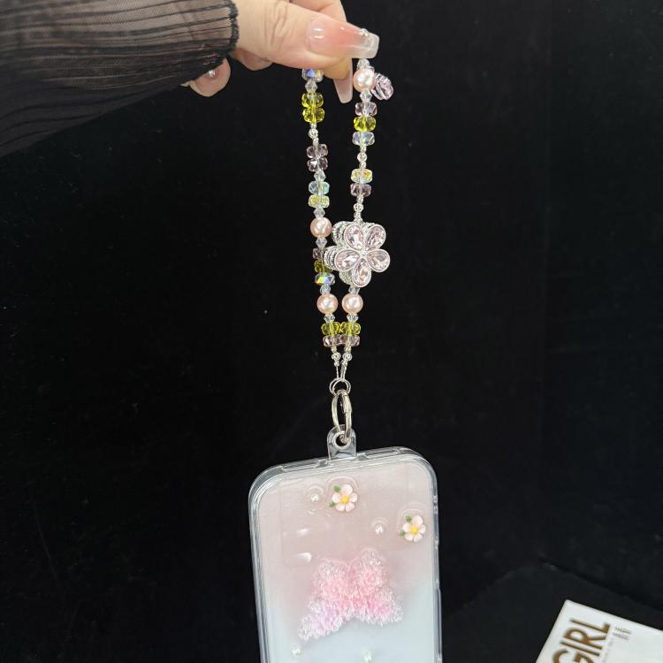 Iridescent Faceted Cherry Blossom Beaded Crystal Chain — view 6