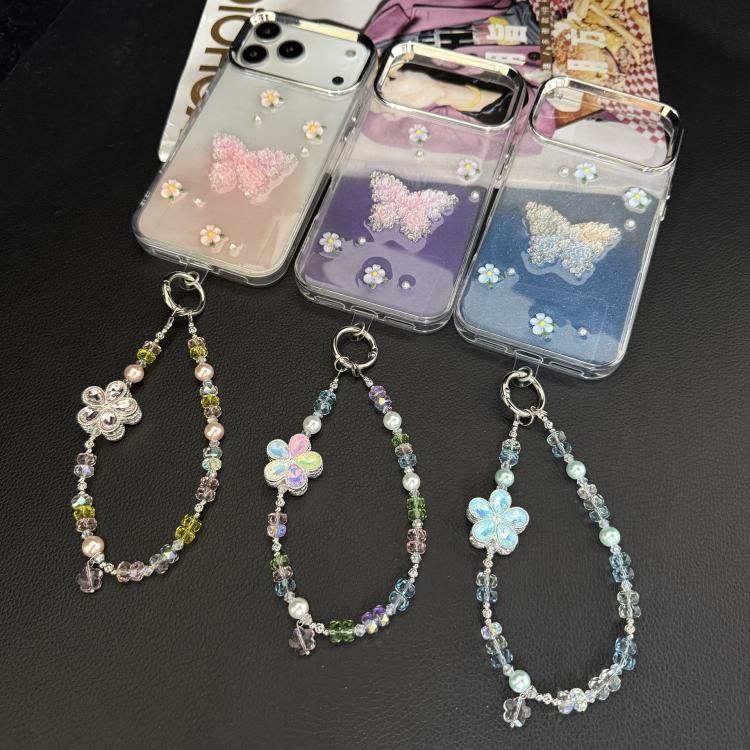 Iridescent Faceted Cherry Blossom Beaded Crystal Chain — view 7