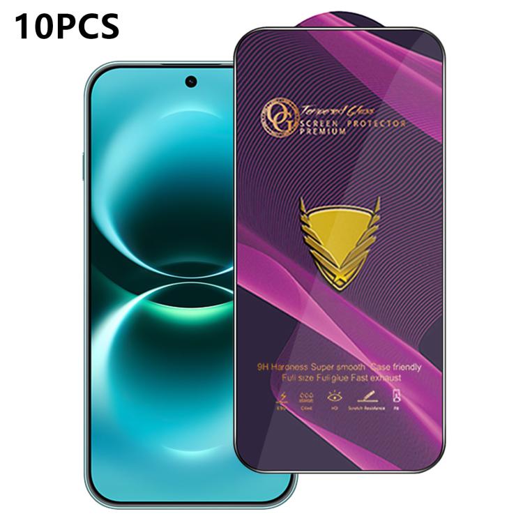 10pcs OG Purple Large-Arc Anti-Static High-Alumina Screen-Printed HD Tempered Glass Film
