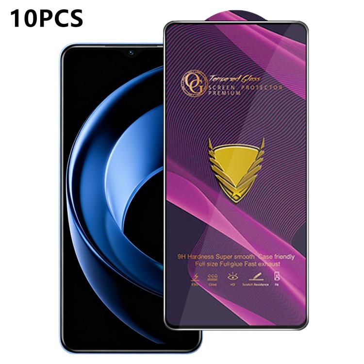 10pcs OG Purple Large-Arc Anti-Static High-Alumina Screen-Printed HD Tempered Glass Film