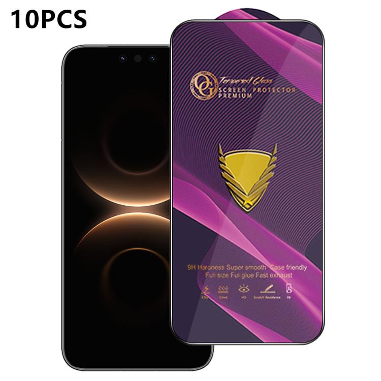 10pcs OG Purple Large-Arc Anti-Static High-Alumina Screen-Printed HD Tempered Glass Film