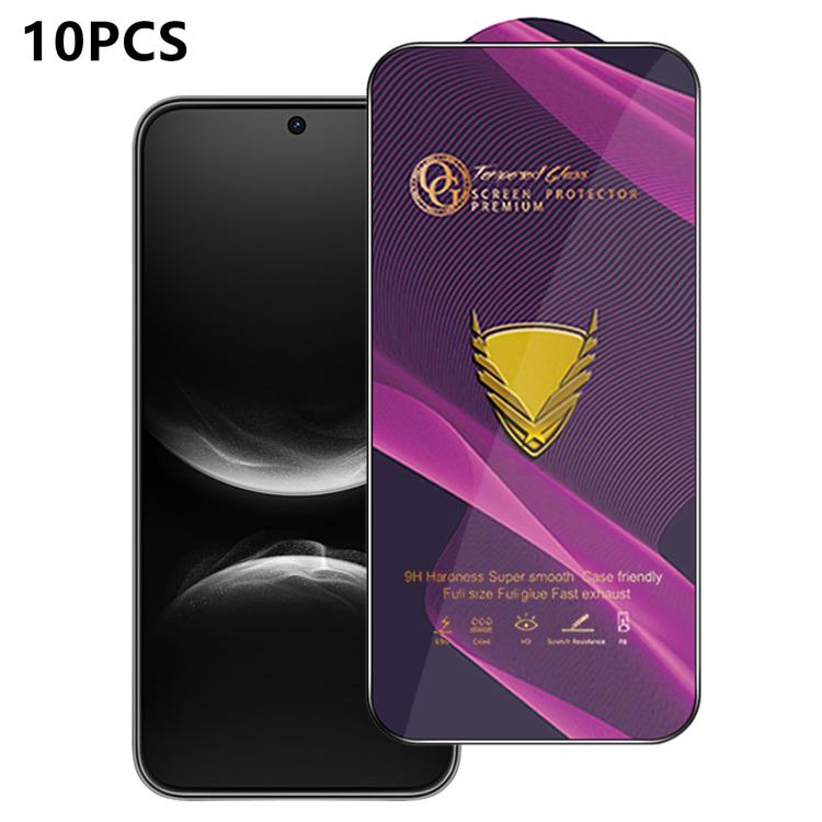 10pcs OG Purple Large-Arc Anti-Static High-Alumina Screen-Printed HD Tempered Glass Film