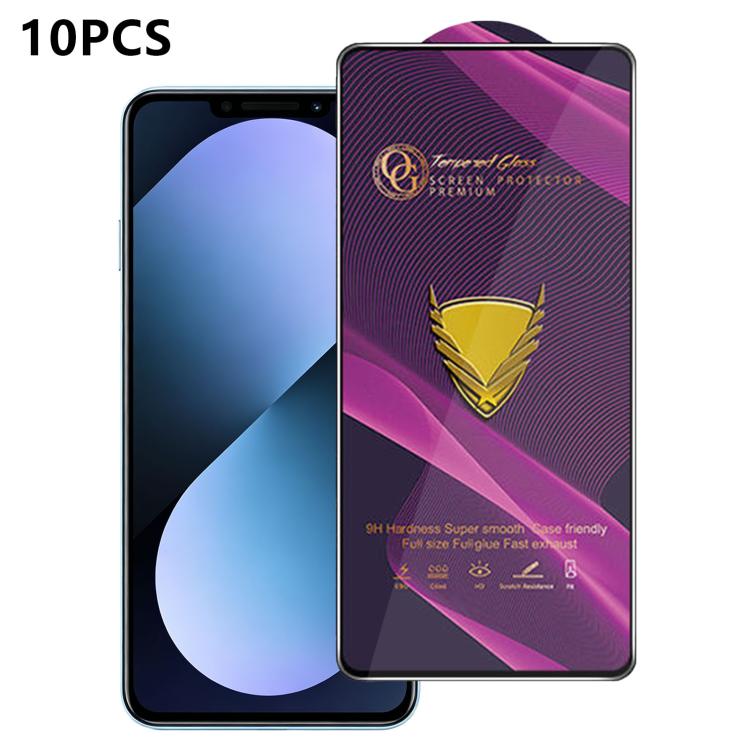 10pcs OG Purple Large-Arc Anti-Static High-Alumina Screen-Printed HD Tempered Glass Film