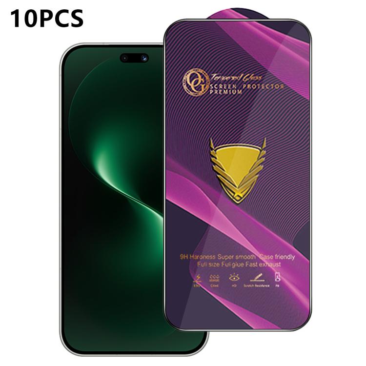 10pcs OG Purple Large-Arc Anti-Static High-Alumina Screen-Printed HD Tempered Glass Film