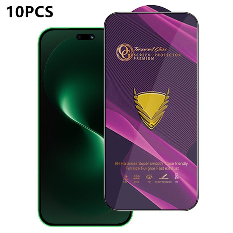 10pcs OG Purple Large-Arc Anti-Static High-Alumina Screen-Printed HD Tempered Glass Film