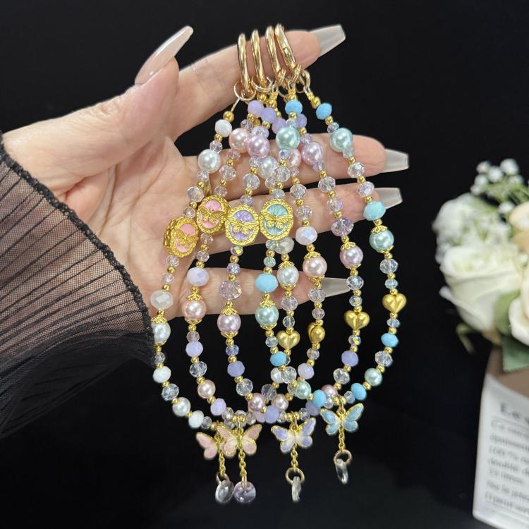 Gold Tiny Butterfly Water Drop Crystal Chain — view 9