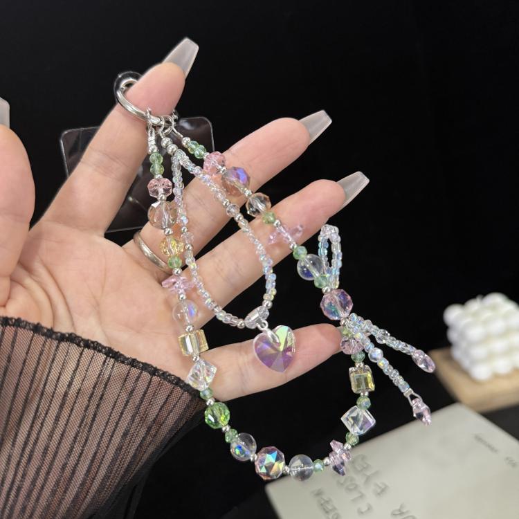 Aurora Heart Faceted Crystal Double Layer Chain — view 4