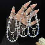 Silver Bow Pearl Double Layer Crystal Chain — view 9