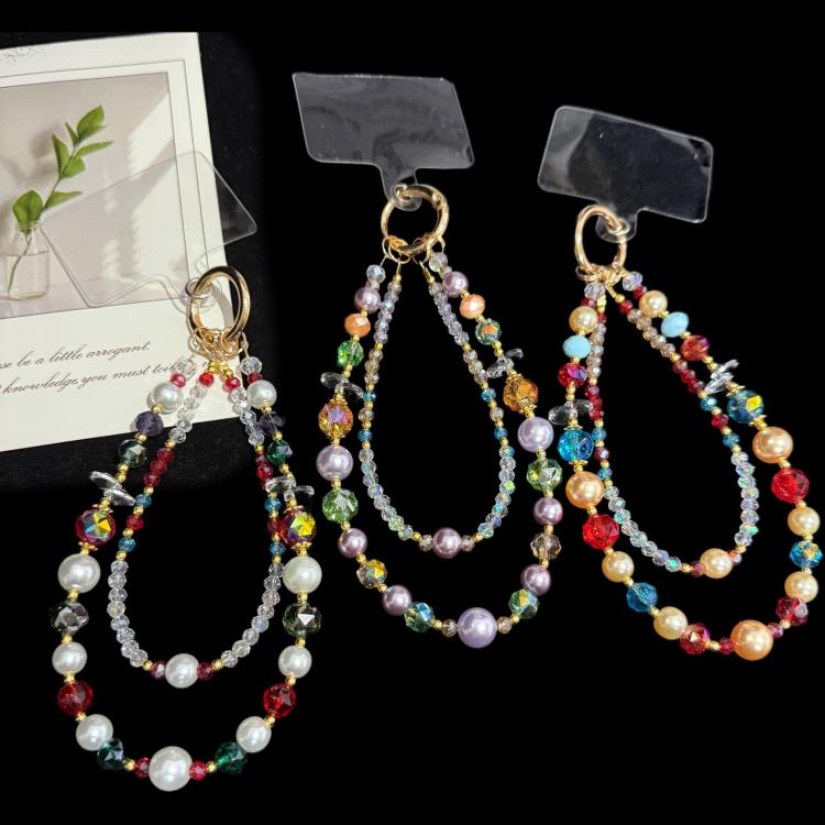 Glass Pearl Double Layer Crystal Chain — White