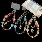 Colorful Floral Money Pouch Double Layer Chain — Pink