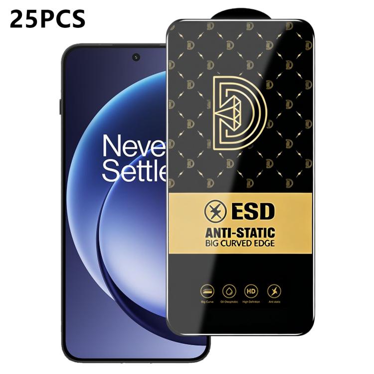 25pcs Royal Diamond Anti-Static Screen-Printed HD Tempered Glass Film — For OnePlus Ace 6T