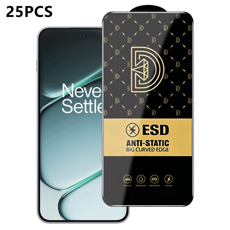 25pcs Royal Diamond Anti-Static Screen-Printed HD Tempered Glass Film — For OnePlus 15R