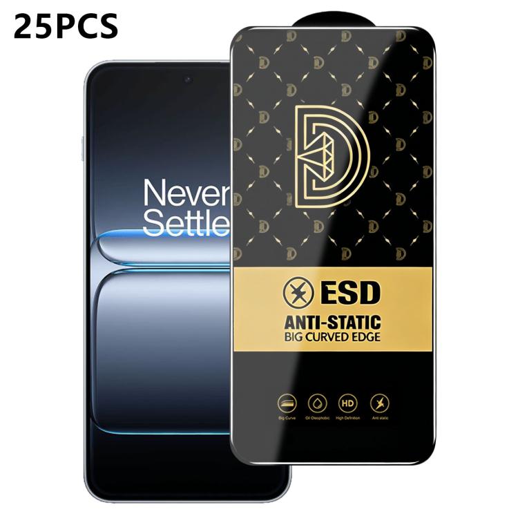 25pcs Royal Diamond Anti-Static Screen-Printed HD Tempered Glass Film — For OnePlus Ace 6