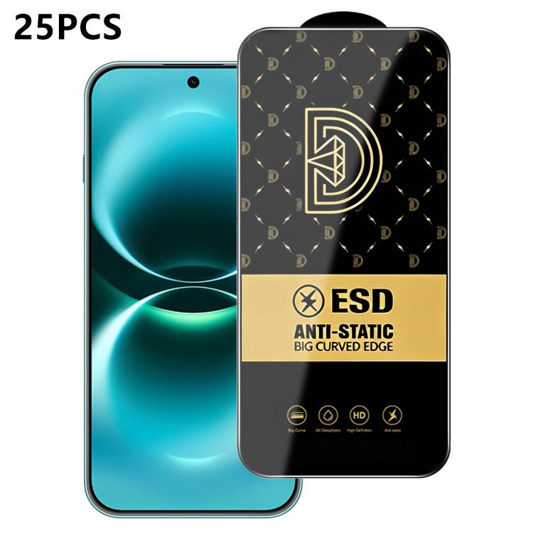 25pcs Royal Diamond Anti-Static Screen-Printed HD Tempered Glass Film
