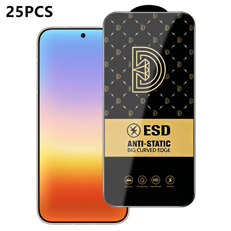25pcs Royal Diamond Anti-Static Screen-Printed HD Tempered Glass Film