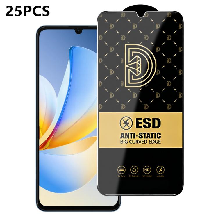 25pcs Royal Diamond Anti-Static Screen-Printed HD Tempered Glass Film