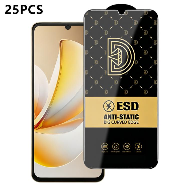 25pcs Royal Diamond Anti-Static Screen-Printed HD Tempered Glass Film