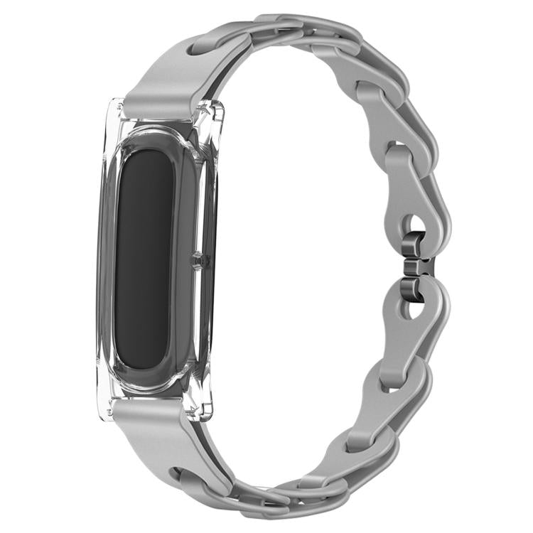 Transparent PC Case Hybrid Stylish Hollow Silicone Bracelet Watch Band — Powder Sand