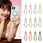 Sweet & Cool Two-Tone Metal-Woven Polyester Phone Chain — Dragon Fruit Red