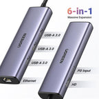 UGREEN CM512-15598 6 in 1 Hub HD Gigabit Ethernet Docking Station with PD 100W Charging Port — view 9