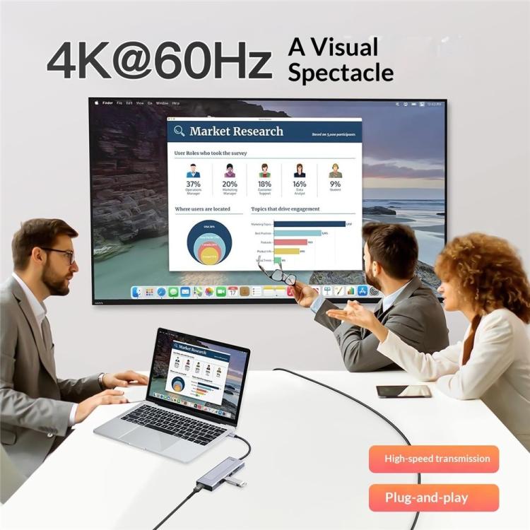 2529 Ethernet HD 4K 60Hz PD 100W 9 in 1 USB 3.2 Hub M.2 NVMe SSD Enclosure Docking Station — view 5