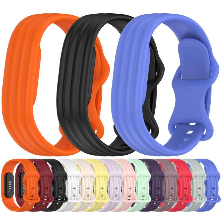 Vertical Stripe Butterfly Colorful Buckle Solid Color TPU Watch Band