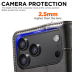 Suteni Baroque Calf Texture Buckle Wallet Leather Phone Case