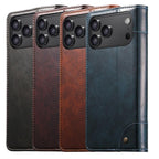 Suteni Baroque Calf Texture Buckle Wallet Leather Phone Case