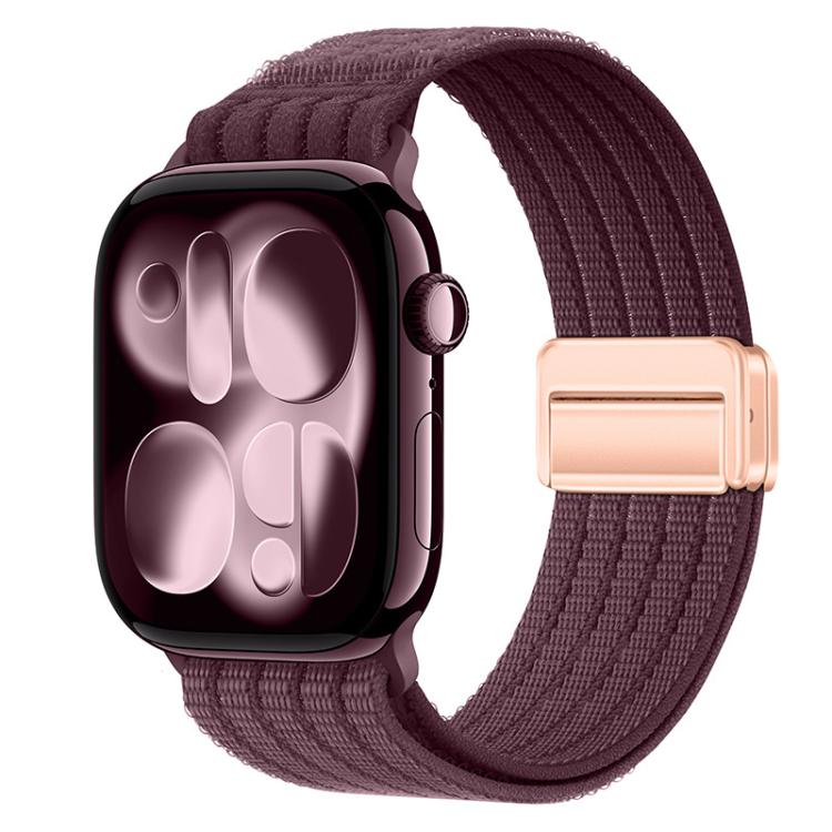 Magnetic Clasp Five-Link Breathable Nylon Watch Band — Black
