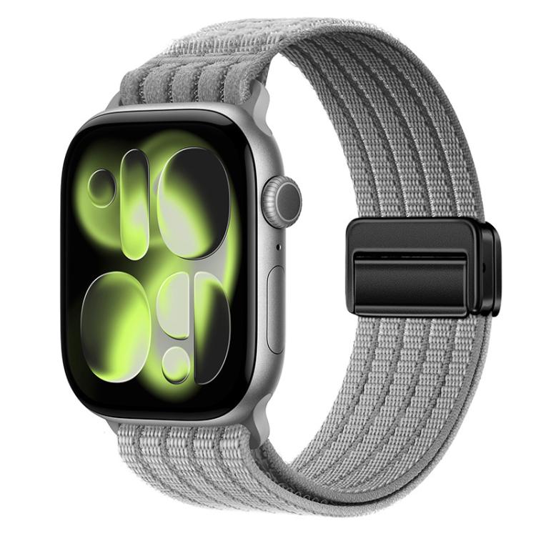 Magnetic Clasp Five-Link Breathable Nylon Watch Band — Plum