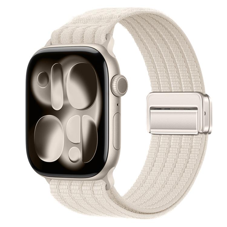 Magnetic Clasp Five-Link Breathable Nylon Watch Band — Olive Green