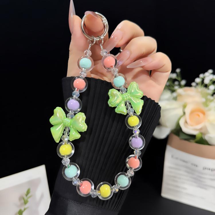 Jelly Bow Sandwich Round Bead Crystal Phone Chain