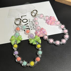 Jelly Bow Sandwich Round Bead Crystal Phone Chain