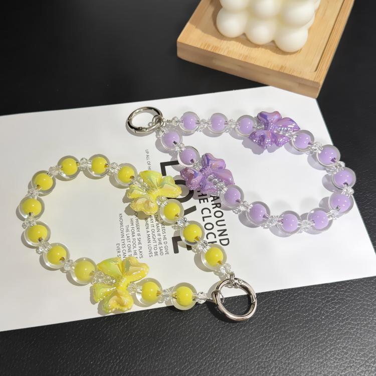 Jelly Bow Sandwich Round Bead Crystal Phone Chain