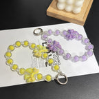 Jelly Bow Sandwich Round Bead Crystal Phone Chain