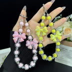 Jelly Bow Sandwich Round Bead Crystal Phone Chain