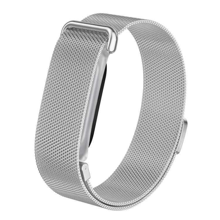 Frosted Clear Plastic Integrated Frame Milanese Stainless Steel Watch Band