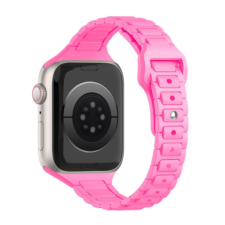 Slim Three Beads Reverse Buckle Silicone Watch Band — Orange Pink
