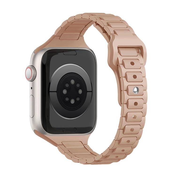 Slim Three Beads Reverse Buckle Silicone Watch Band — Powder Pink