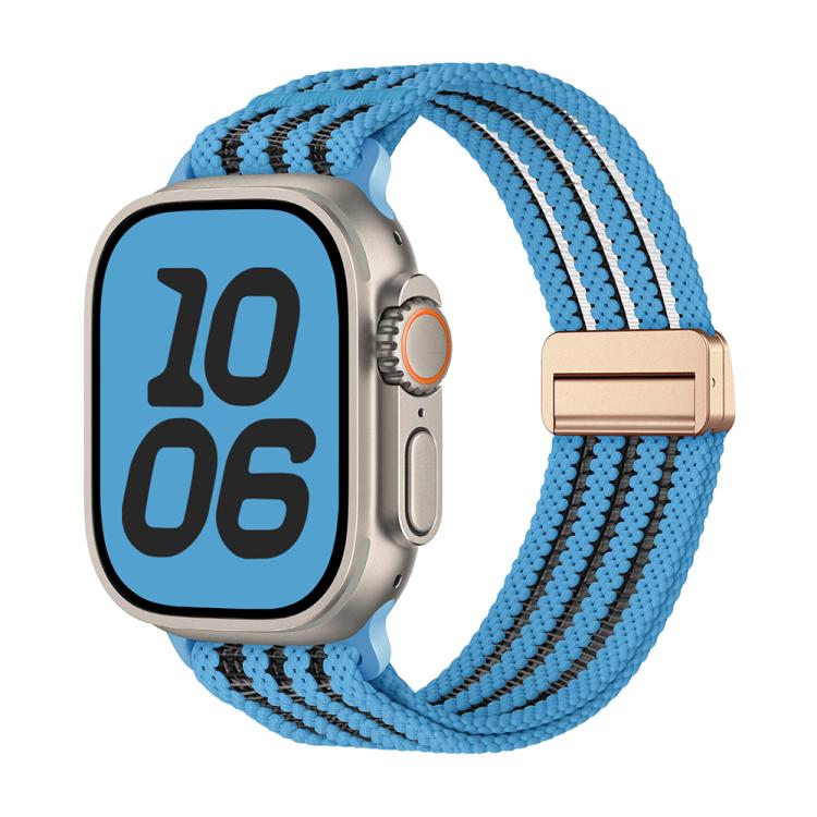 Loop Magnetic Clasp Mesh Nylon Watch Band — Rainbow