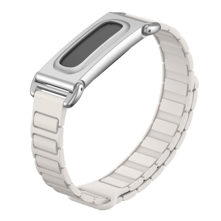 Metal Case Hybrid I-Shaped Magnetic Silicone Watch Band