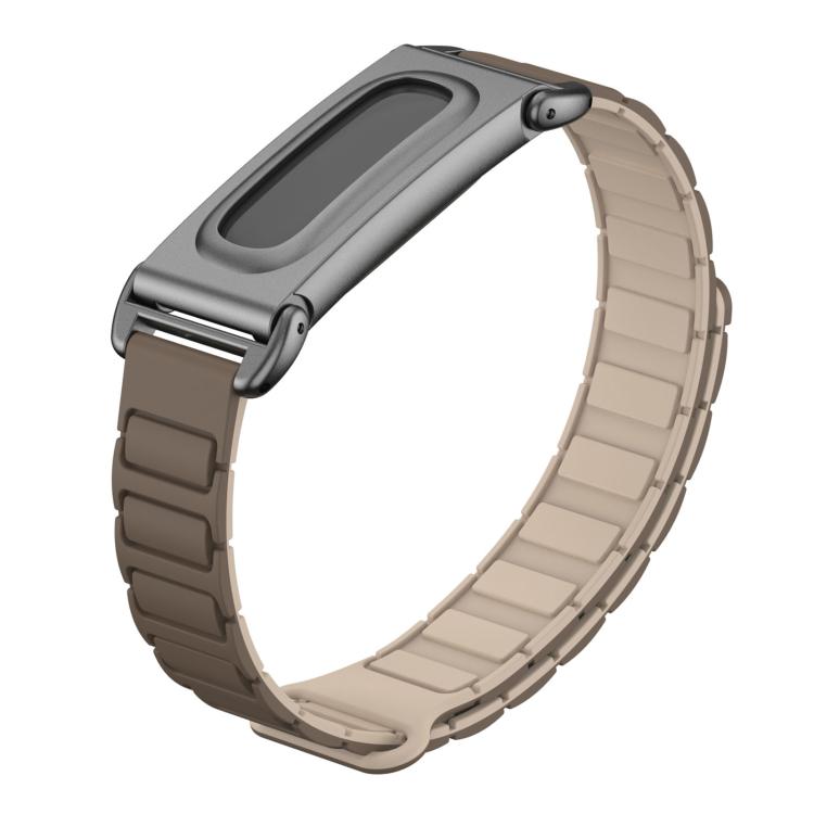 Metal Case Hybrid I-Shaped Magnetic Silicone Watch Band