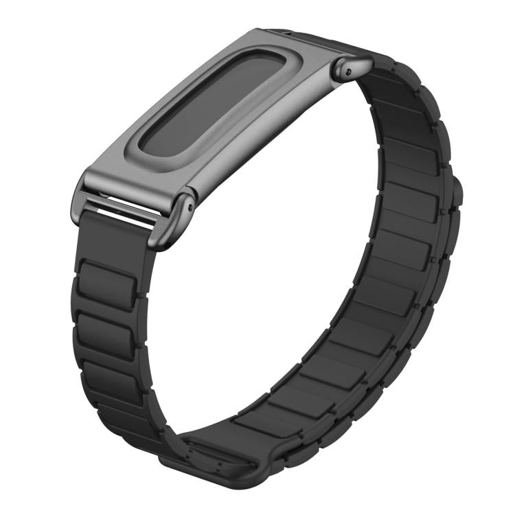 Metal Case Hybrid I-Shaped Magnetic Silicone Watch Band