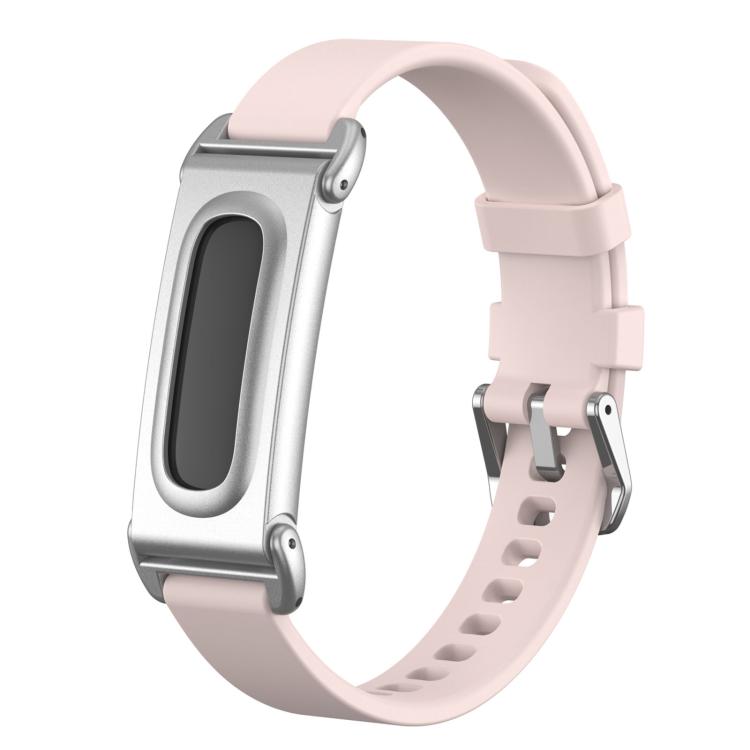 Metal Case Hybrid Pin Buckle Solid Color Silicone Watch Band