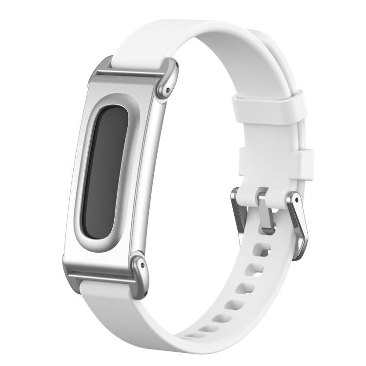 Metal Case Hybrid Pin Buckle Solid Color Silicone Watch Band — Wine Red