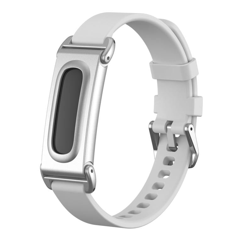 Metal Case Hybrid Pin Buckle Solid Color Silicone Watch Band — Red